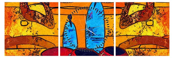 Obraz - Starověká malba (s hodinami) (90x30 cm)
