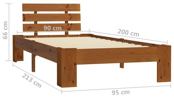 Rám postele medově hnědý masivní borovice 90 x 200 cm 283178