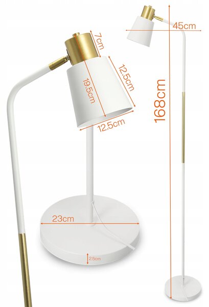 Stojací lampa E27, nastavitelná, 1× E27
