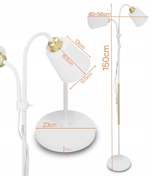 Stojací lampa E27, nastavitelná, 2× E27