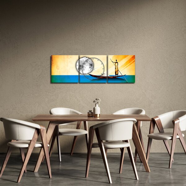 Obraz - Starověká malba (s hodinami) (90x30 cm)