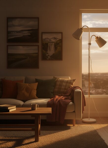 Stojací lampa E27, nastavitelná, 2× E27