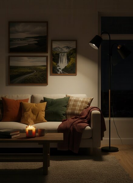 Černá LED stojací lampa, nastavitelná, patice E27