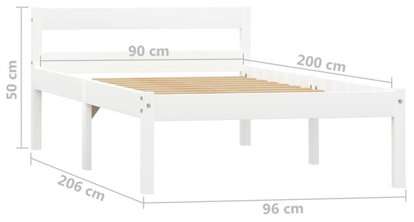 Rám postele bílý masivní borové dřevo 90 x 200 cm 283184
