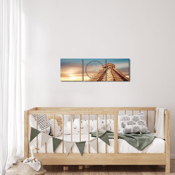 Obraz proslulé Mayské památky (s hodinami) (90x30 cm)