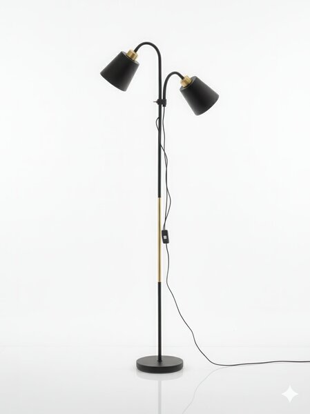 Černá LED stojací lampa, nastavitelná, patice E27