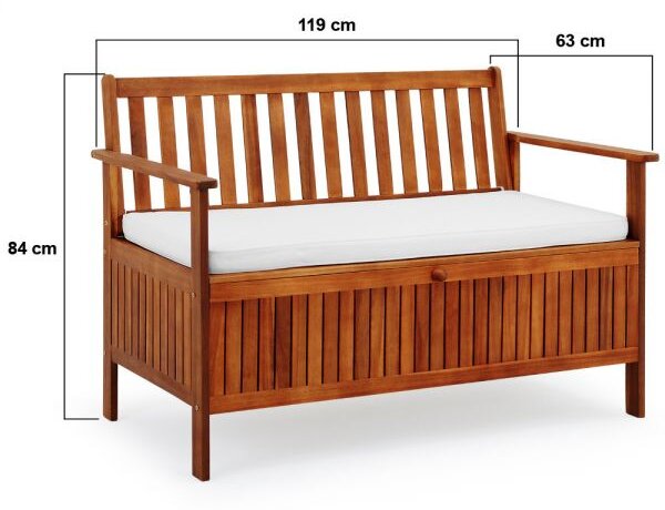 Deuba Zahradní lavice s úložným boxem - 120 cm x 59 cm x 90 cm