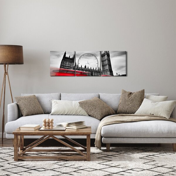 Obraz - Londýnské Houses of Parliament (s hodinami) (90x30 cm)