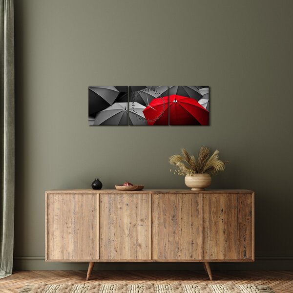 Obraz otevřených deštníků (s hodinami) (90x30 cm)