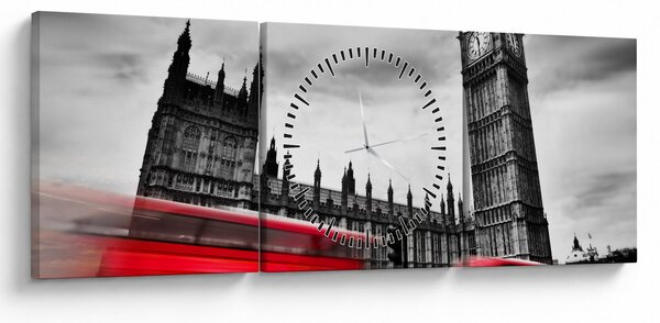 Obraz - Londýnské Houses of Parliament (s hodinami) (90x30 cm)