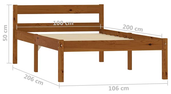 Rám postele medově hnědý masivní borovice 100 x 200 cm 283209