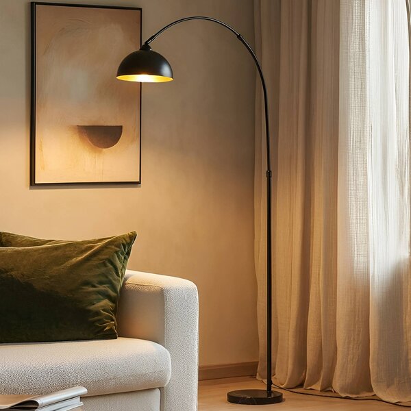 Lindby stojací lampa Tonka, černá, kov, 185 cm, E27, Černá, Obývací pokoj / jídelna, kov, Moderní