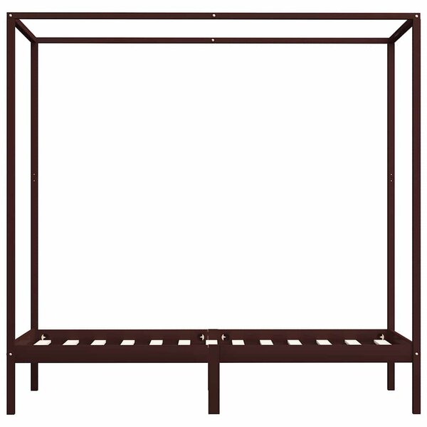 Rám postele s nebesy tmavě hnědý masivní borovice 90 x 200 cm 283268