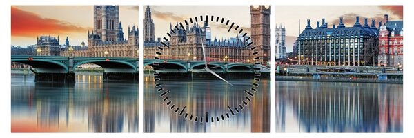 Obraz - Londýnské Houses of Parliament (s hodinami) (90x30 cm)