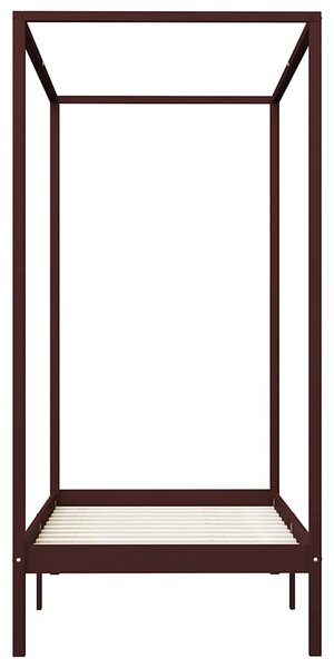 Rám postele s nebesy tmavě hnědý masivní borovice 90 x 200 cm 283268