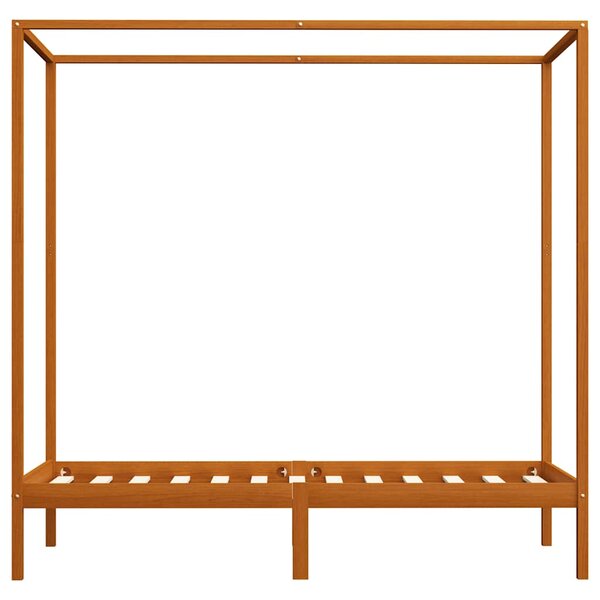 Rám postele s nebesy medově hnědý masivní borovice 100 x 200 cm 283257