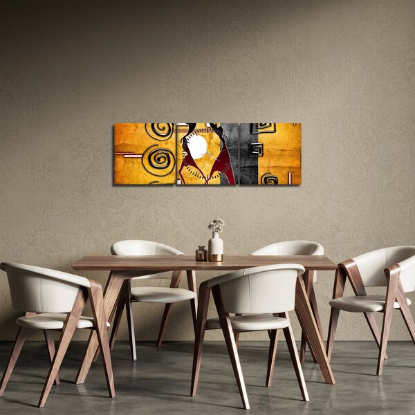 Obraz - Starověká malba (s hodinami) (90x30 cm)