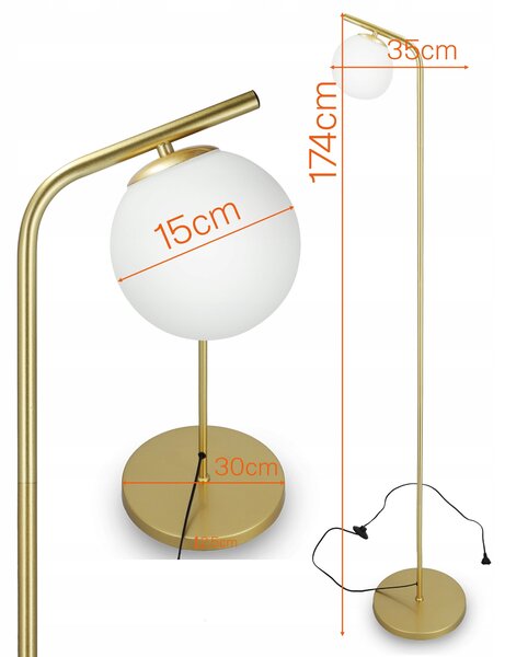 Zlatá stojací lampa G9, Ø 15 cm