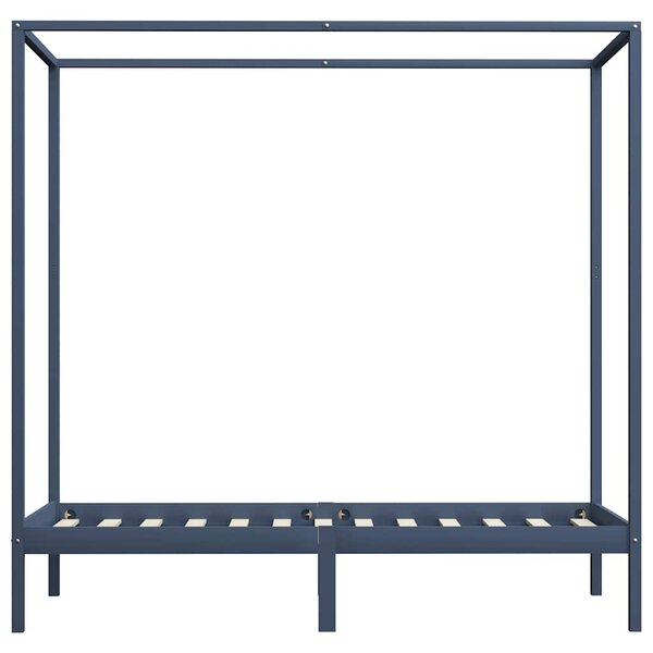 Rám postele s nebesy šedý masivní borové dřevo 100 x 200 cm 283275