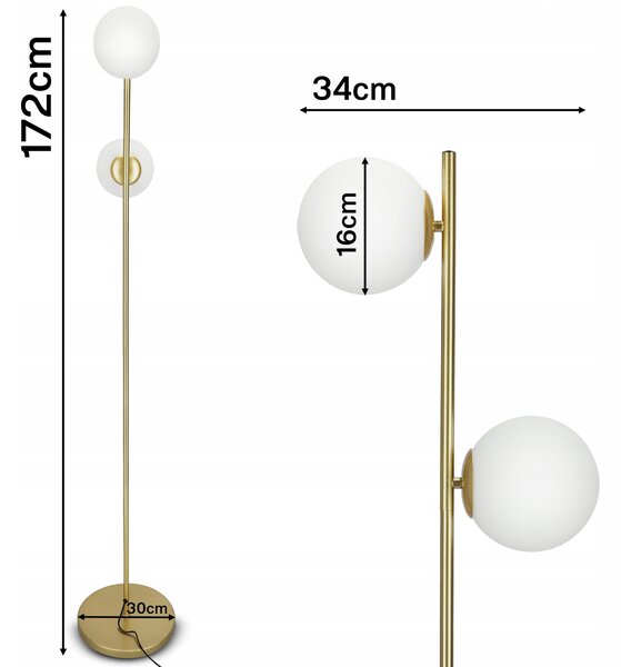Zlatá stojací lampa G9, Ø 16 cm