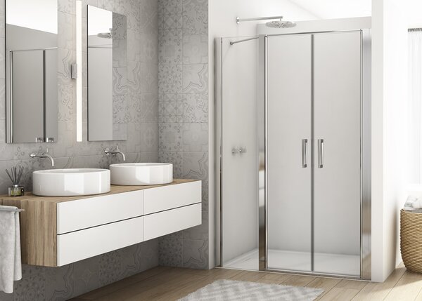 Ronal DIVERA D22T32 dvoukřídlé sprchové dveře 100 cm Šířka: 1000 mm, Profil: Aluchrom, Sklo: Hladké čiré