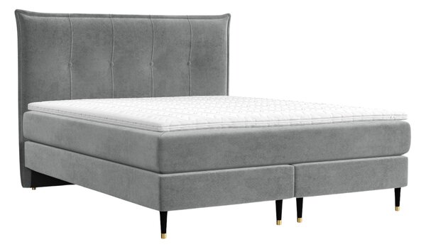Maison de Rêve Šedá sametová postel boxspring DUNA 140 x 200 cm