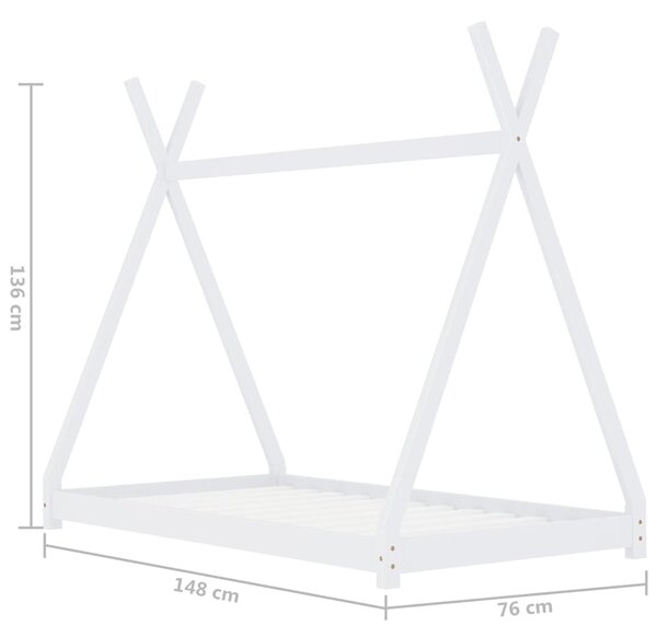 Rám dětské postele bílý masivní borovice 70 x 140 cm 283358