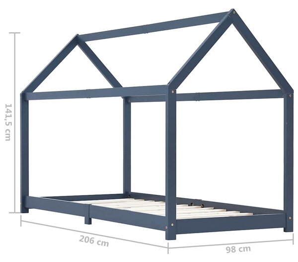Rám dětské postele šedý masivní borové dřevo 90 x 200 cm 283354