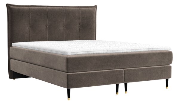 Maison de Rêve Hnědá sametová postel boxspring DUNA 140 x 200 cm