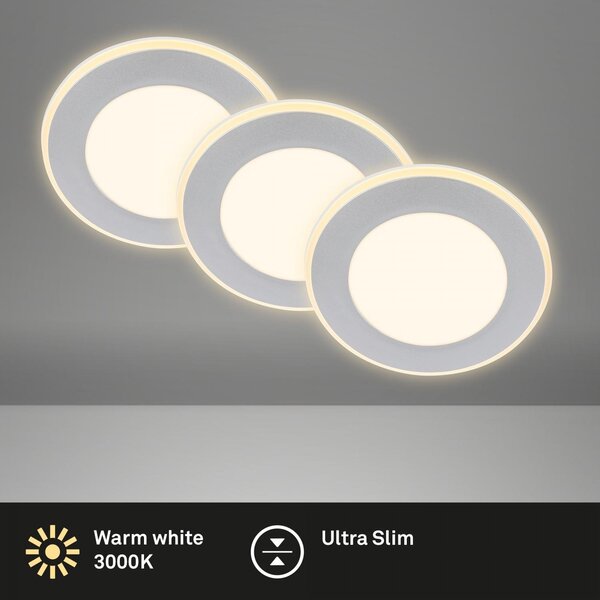 BRILO 7988034 Gima 3ks sada LED vestavné bodové svítidlo, 3 krokové ovládání, matný chrom - BRILO