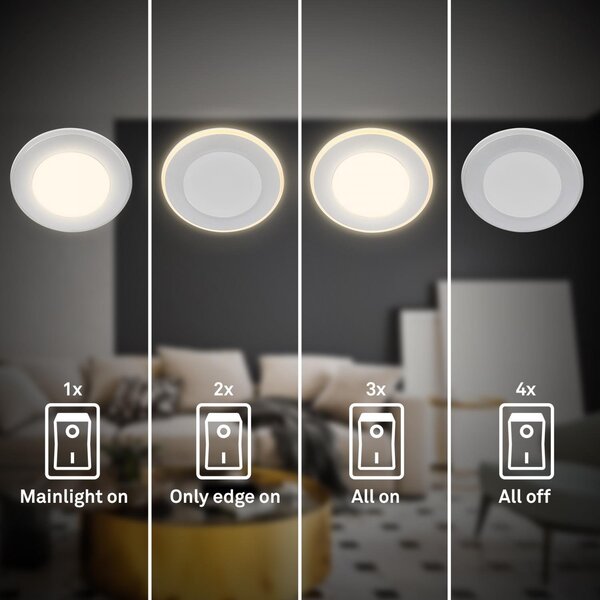 BRILO 7988034 Gima 3ks sada LED vestavné bodové svítidlo, 3 krokové ovládání, matný chrom - BRILO