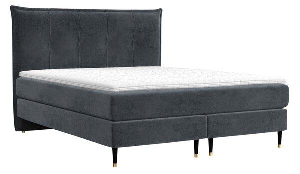 Maison de Rêve Antracitová sametová postel boxspring DUNA 140 x 200 cm