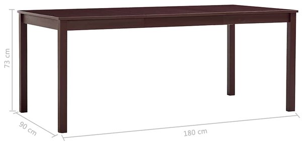 Jídelní stůl tmavě hnědý 180 x 90 x 73 cm borové dřevo 283407