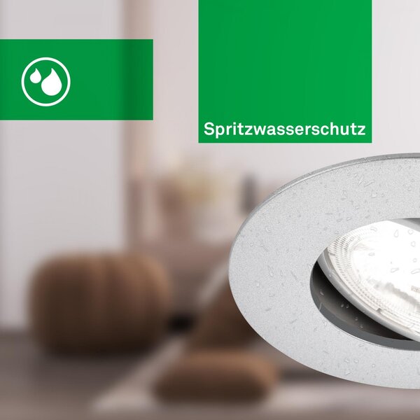 BRILO 7989034 3ks sada LED vestavné bodové svítidlo EEK A 2W, 230V, nastavitelné, ultraploché, 90mm, matný chrom - BRILO