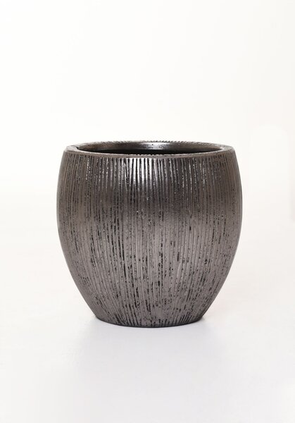 Květináč CAIRO, sklolaminát, průměr 28 cm x výška 29 cm, stříbrný