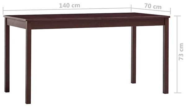 Jídelní stůl tmavě hnědý 140 x 70 x 73 cm borové dřevo 283401