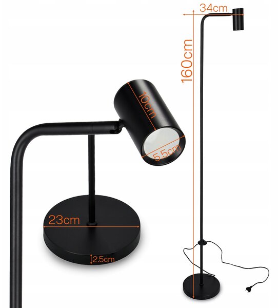 Černá stojací lampa GU10 160 cm