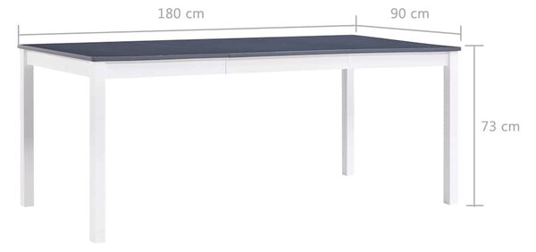 Jídelní stůl bílo-šedý 180 x 90 x 73 cm borové dřevo 283406