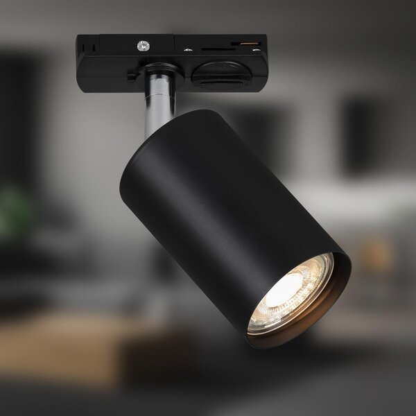 BRILO 8005015 LED spot GU10 lištový systém 230V – vysokonapěťový, 13,8cm, otočný/nastavitelný, černý - BRILO