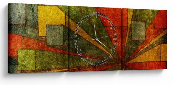 Obraz geometrické abstrakce (s hodinami) (90x30 cm)
