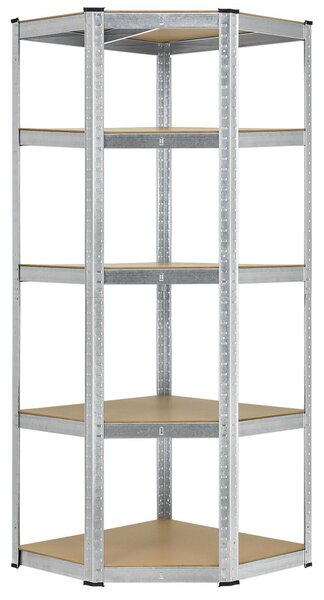 Juskys Rohový regál Basic 180x70x40 cm - stříbrný