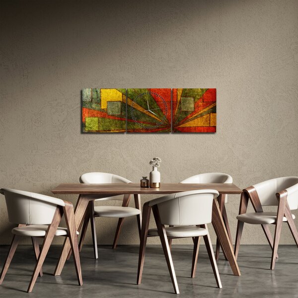 Obraz geometrické abstrakce (s hodinami) (90x30 cm)