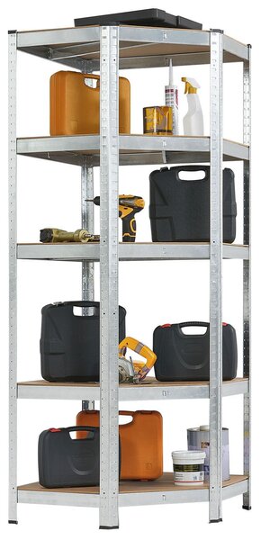Juskys Rohový regál Basic 180x70x40 cm - stříbrný