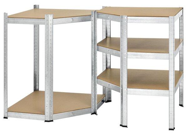 Juskys Rohový regál Basic 180x70x40 cm - stříbrný
