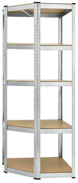 Juskys Rohový regál Basic 180x70x40 cm - stříbrný