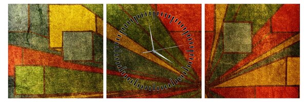 Obraz geometrické abstrakce (s hodinami) (90x30 cm)
