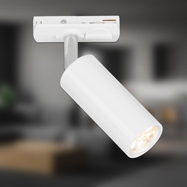 BRILO 8007016 LED spot 5,5W lištový systém 230V vysokonapěťový, stmívatelné, teplá bílá, 4x10 cm, bílý - BRILO