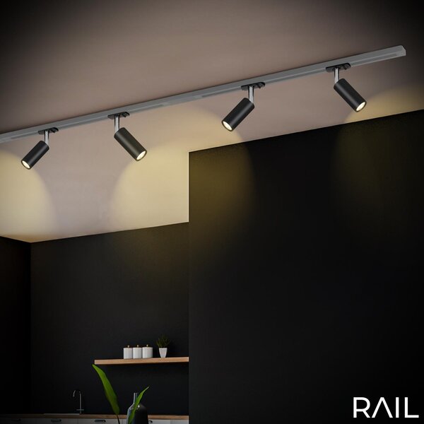 BRILO 8007015 LED spot 5,5W lištový systém 230V vysokonapěťový, stmívatelné, teplá bílá, 4x10 cm, černý - BRILO