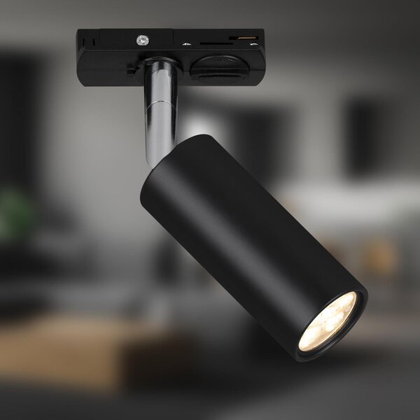 BRILO 8007015 LED spot 5,5W lištový systém 230V vysokonapěťový, stmívatelné, teplá bílá, 4x10 cm, černý - BRILO