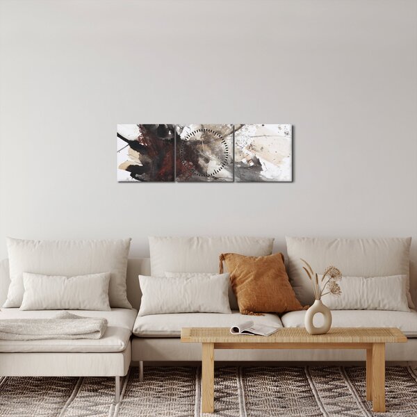 Obraz abstraktní malby (s hodinami) (90x30 cm)
